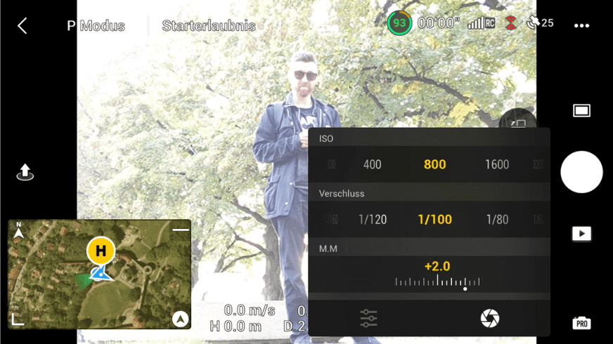 Unterschiedliche Kameraeinstellungen in der DJI Fly App zur DJI Mini 3.